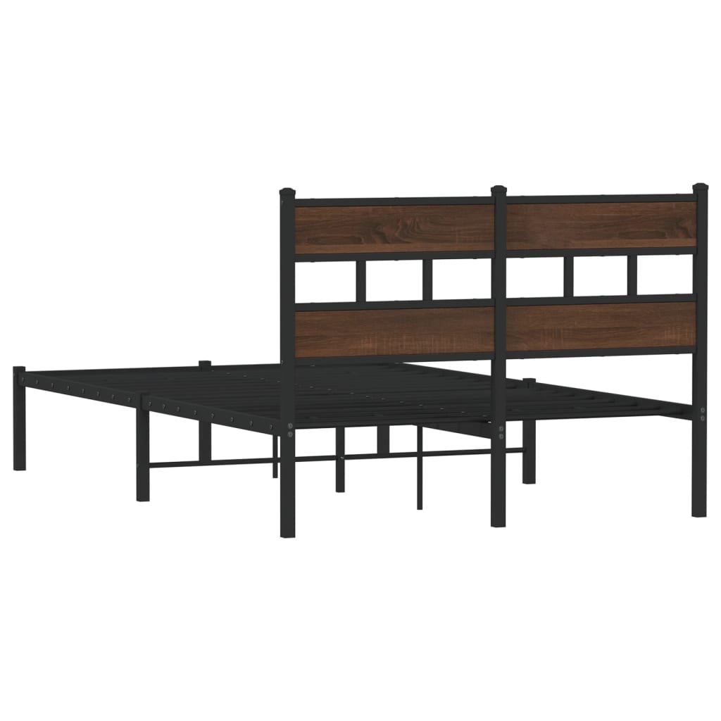 barna tölgy színű fejtámlás ágykeret matrac nélkül 120 x 200 cm