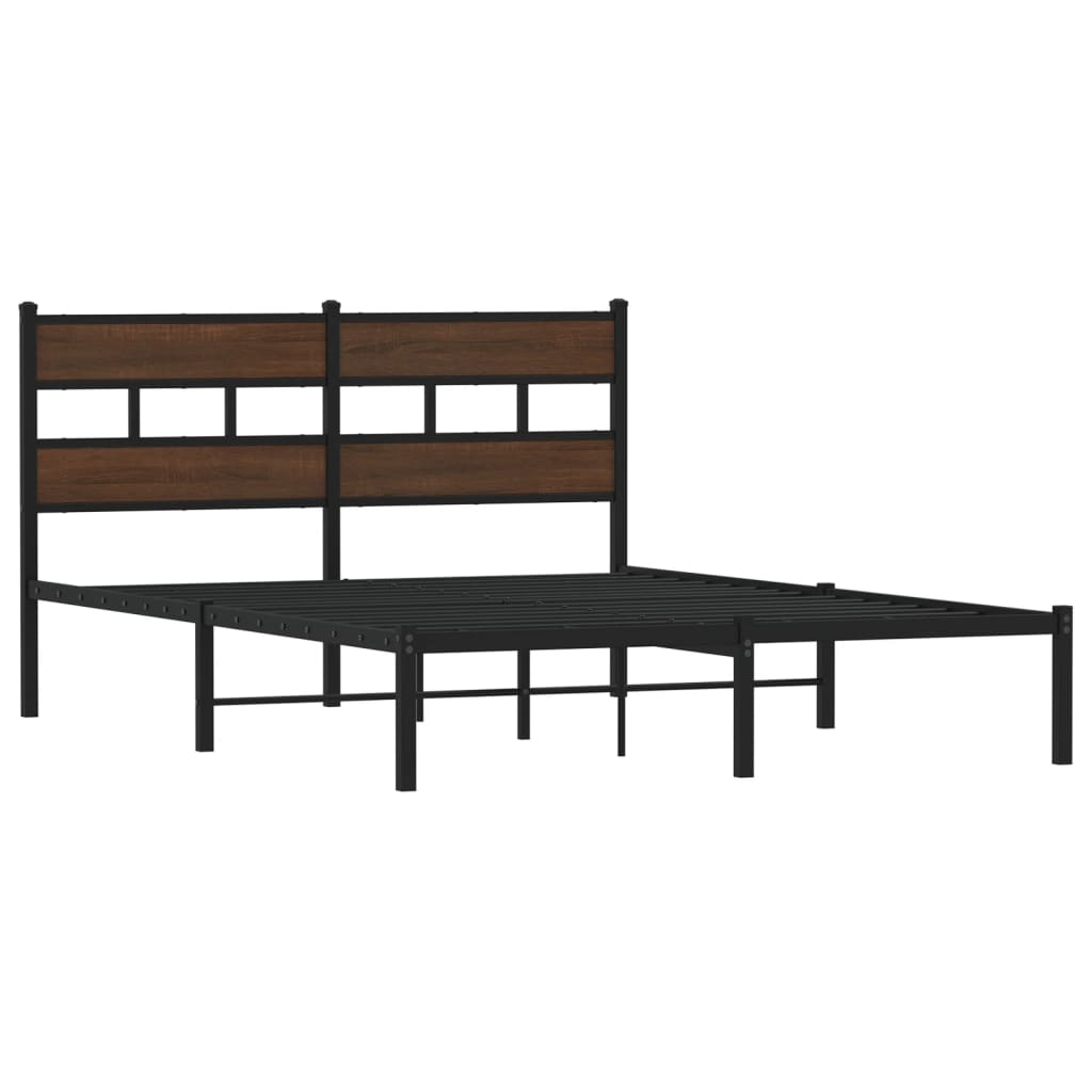 barna tölgy színű fejtámlás ágykeret matrac nélkül 137 x 190 cm