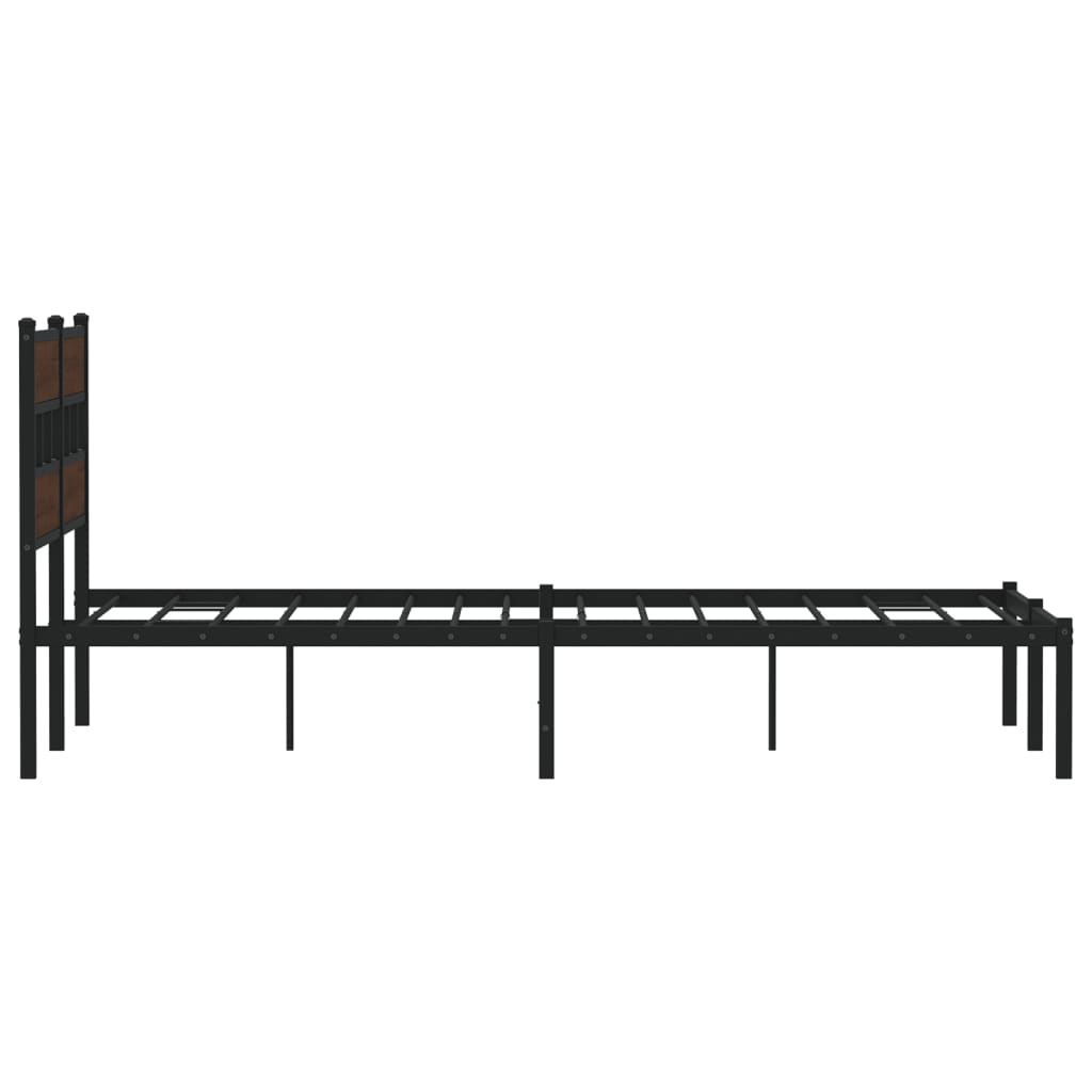 barna tölgy színű fejtámlás ágykeret matrac nélkül 140 x 190 cm