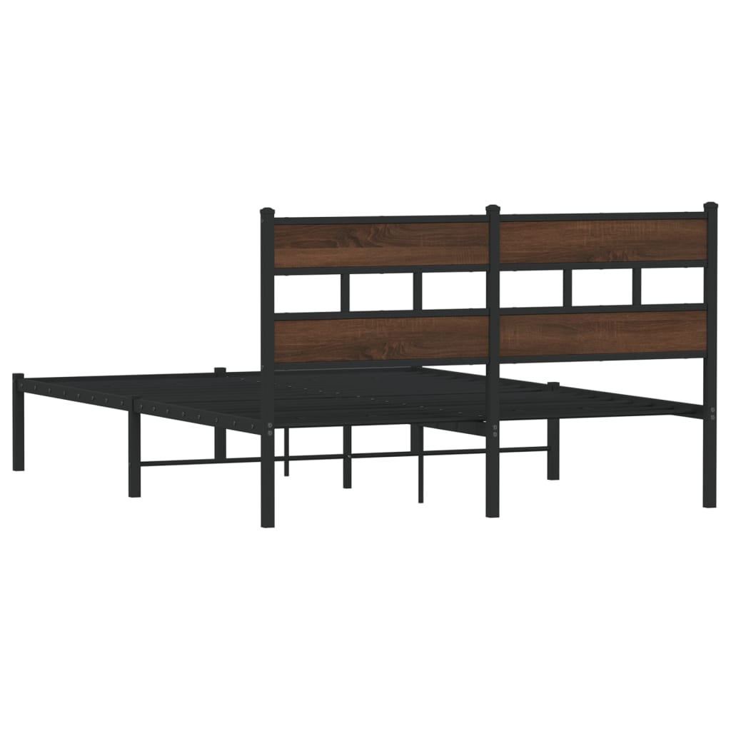 barna tölgy színű fejtámlás ágykeret matrac nélkül 140 x 190 cm