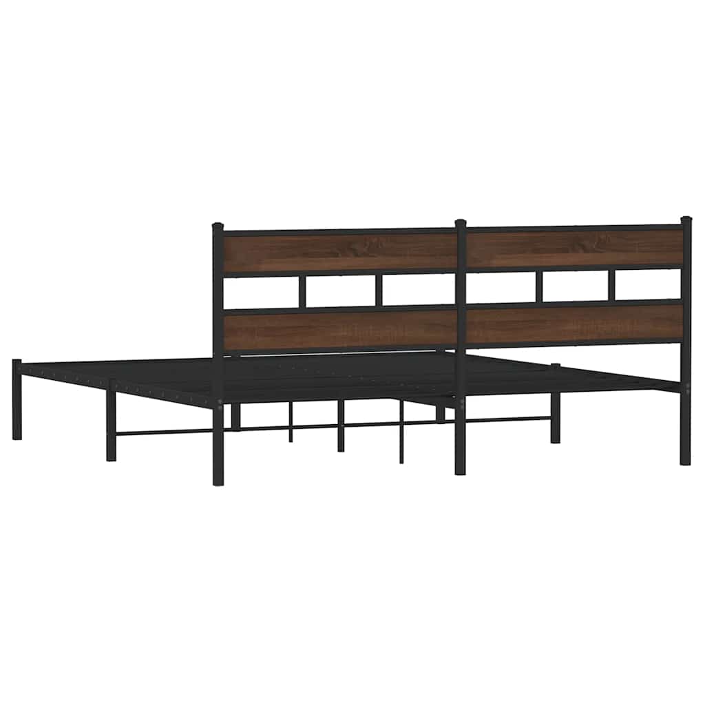 barna tölgy színű fejtámlás ágykeret matrac nélkül 200 x 200 cm