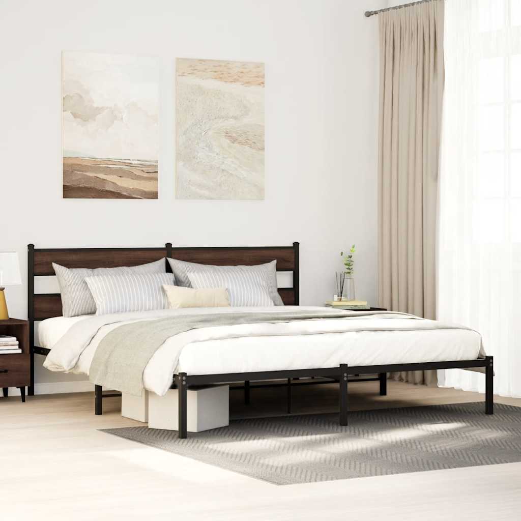 barna tölgy színű fejtámlás ágykeret matrac nélkül 200 x 200 cm