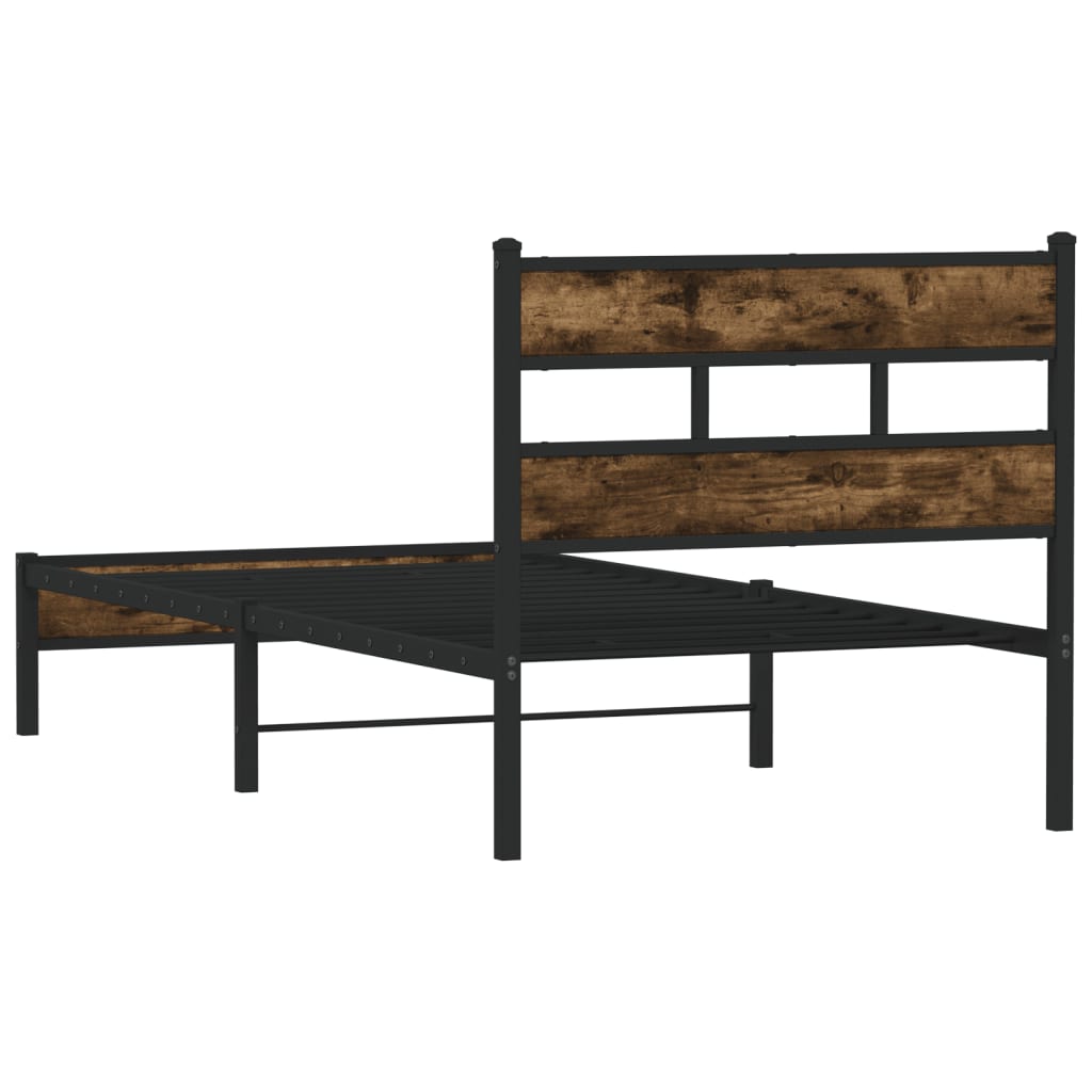 sonoma tölgy színű fejtámlás ágykeret matrac nélkül 100x200 cm