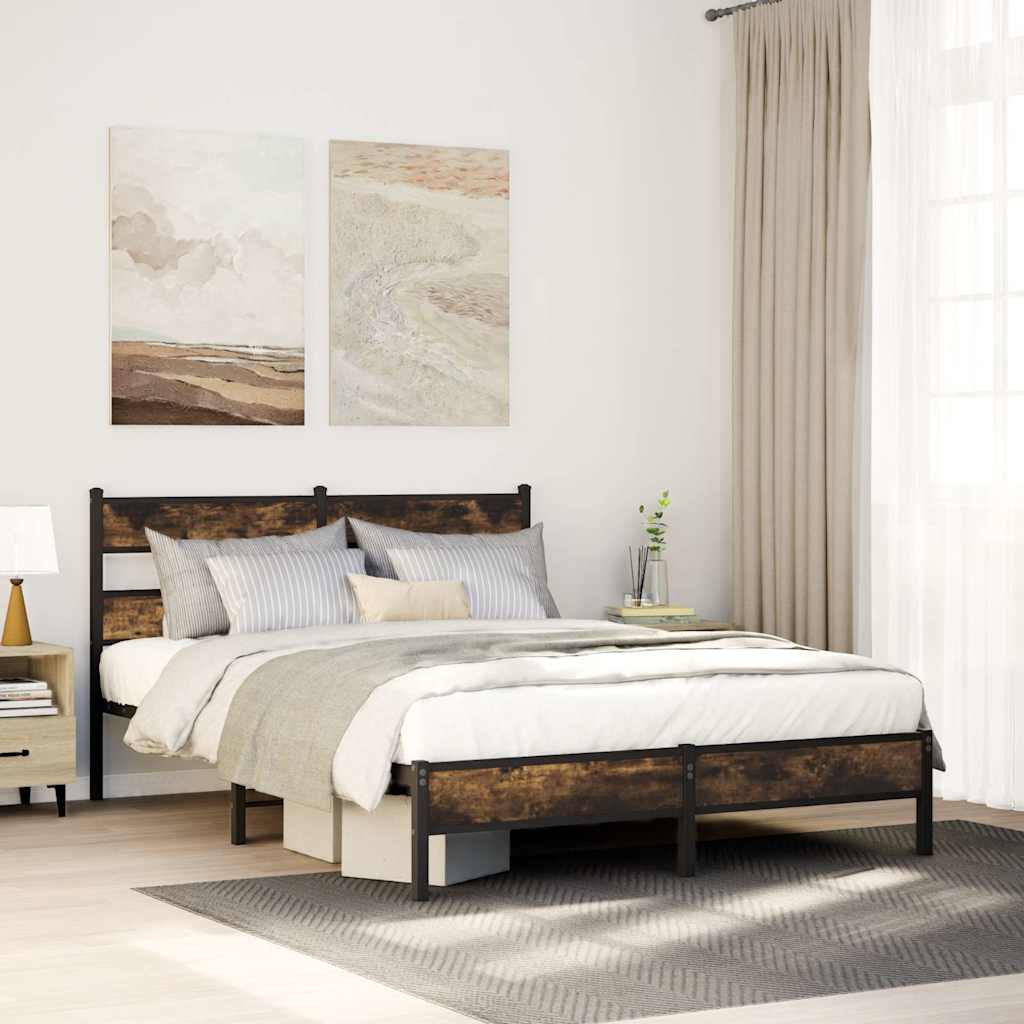 sonoma tölgy színű fejtámlás ágykeret matrac nélkül 160x200 cm