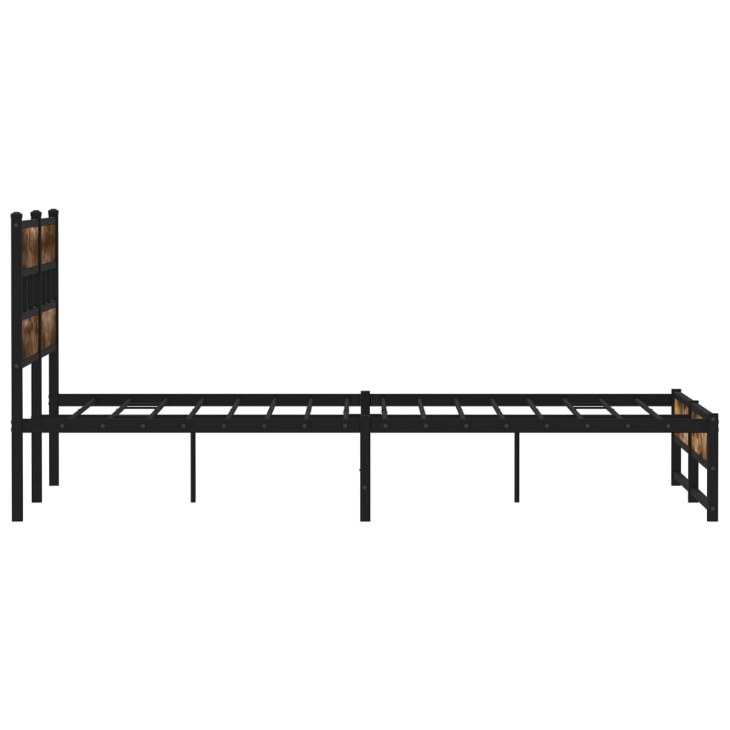 füstös tölgy színű fém ágykeret matrac nélkül 140 x 190 cm