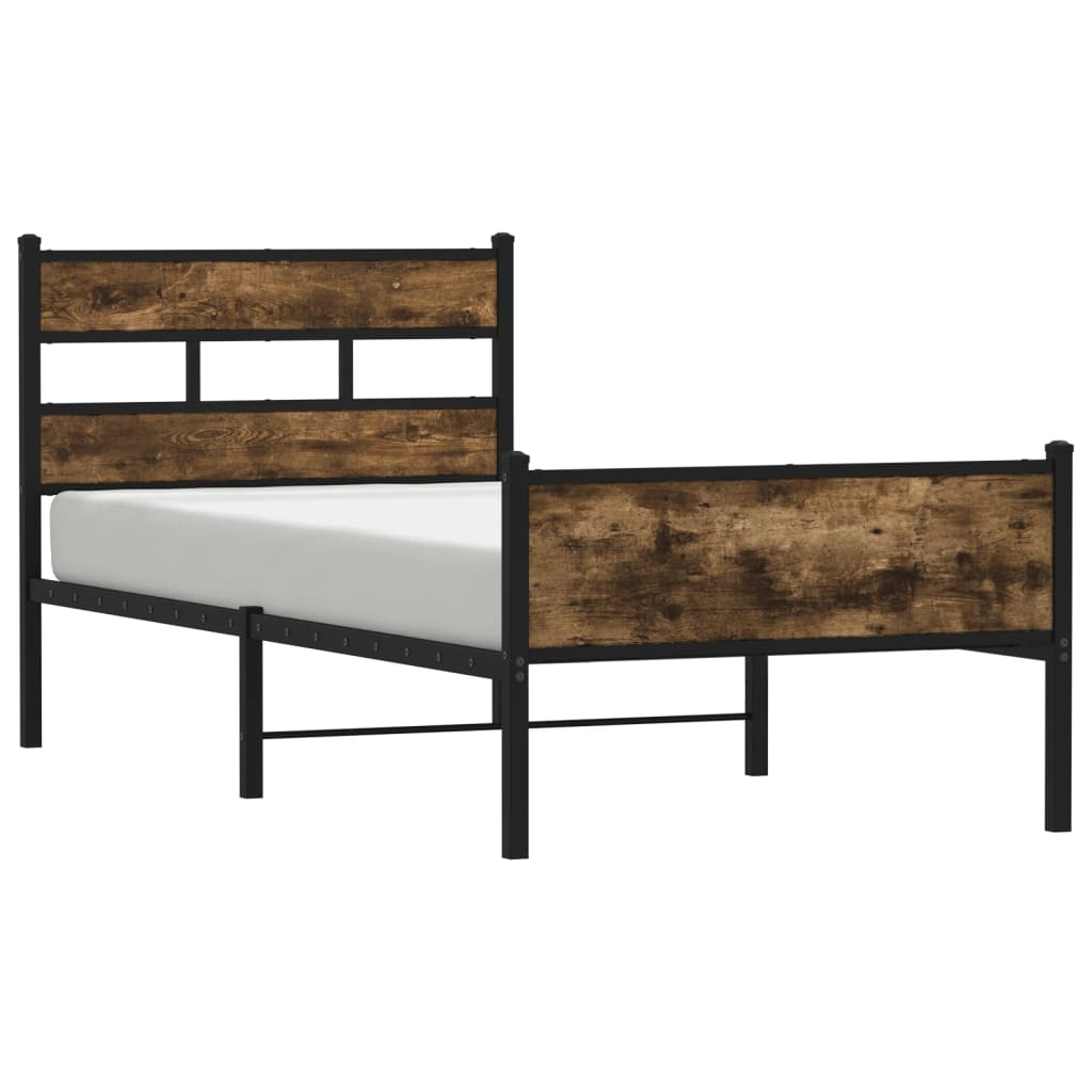 füstös tölgy színű szerelt fa ágykeret matrac nélkül 80x200 cm