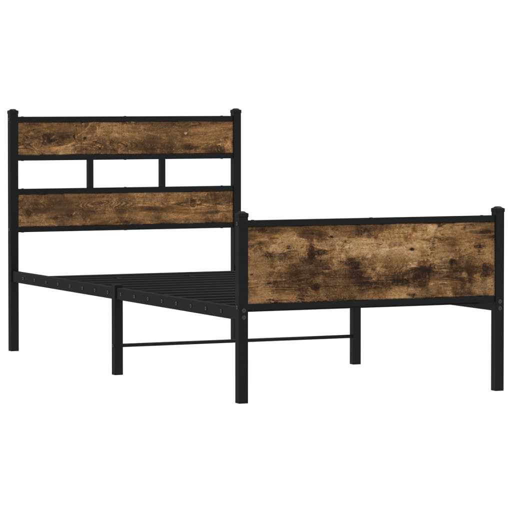 füstös tölgy színű szerelt fa ágykeret matrac nélkül 90x190 cm