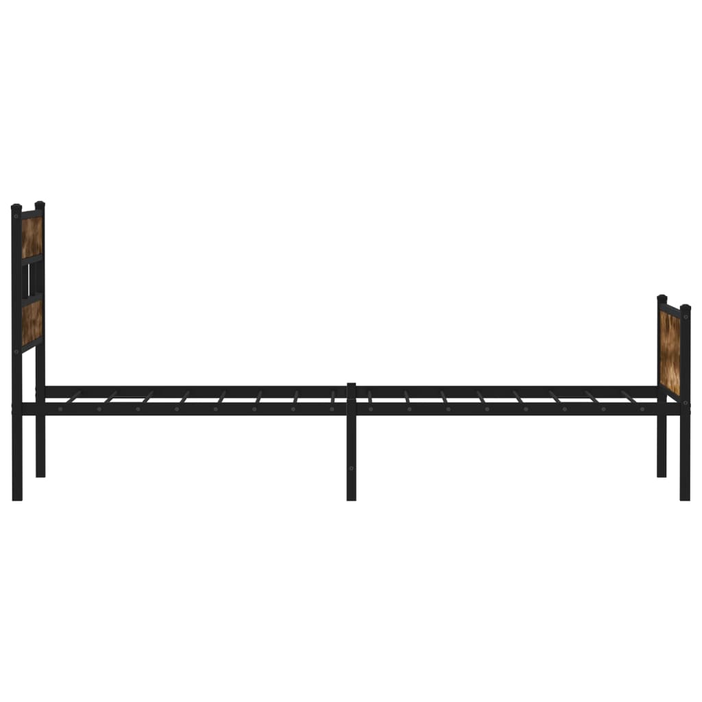 füstös tölgy színű szerelt fa ágykeret matrac nélkül 90x190 cm