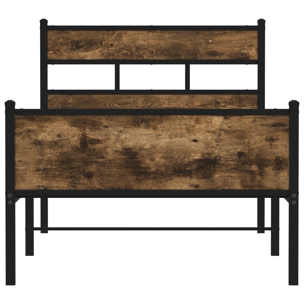 füstös tölgy színű szerelt fa ágykeret matrac nélkül 90x200 cm