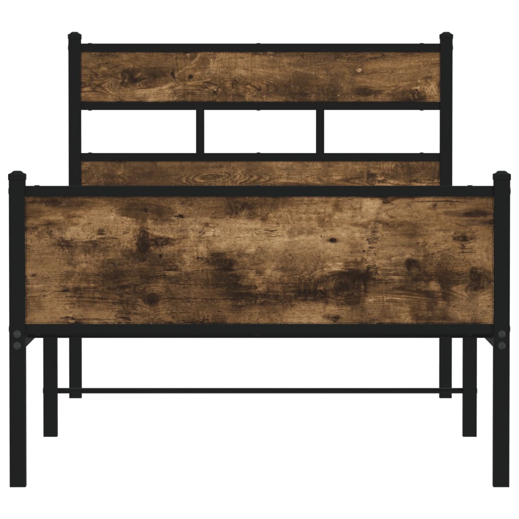 füstös tölgy színű szerelt fa ágykeret matrac nélkül 90x190 cm