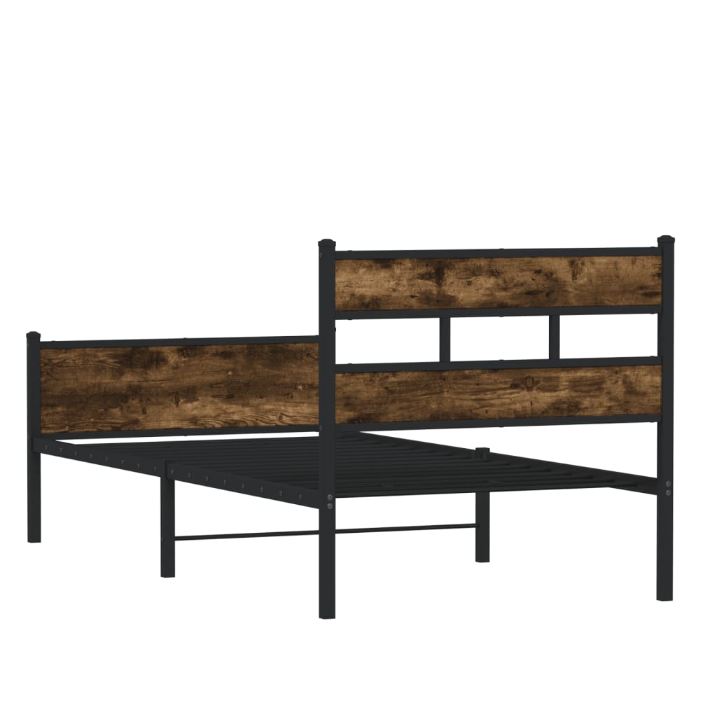 füstös tölgy színű szerelt fa ágykeret matrac nélkül 90x190 cm