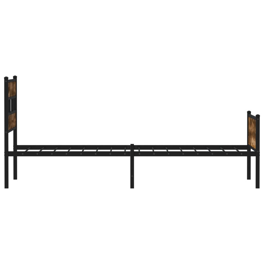 füstös tölgy színű szerelt fa ágykeret matrac nélkül 100x200 cm