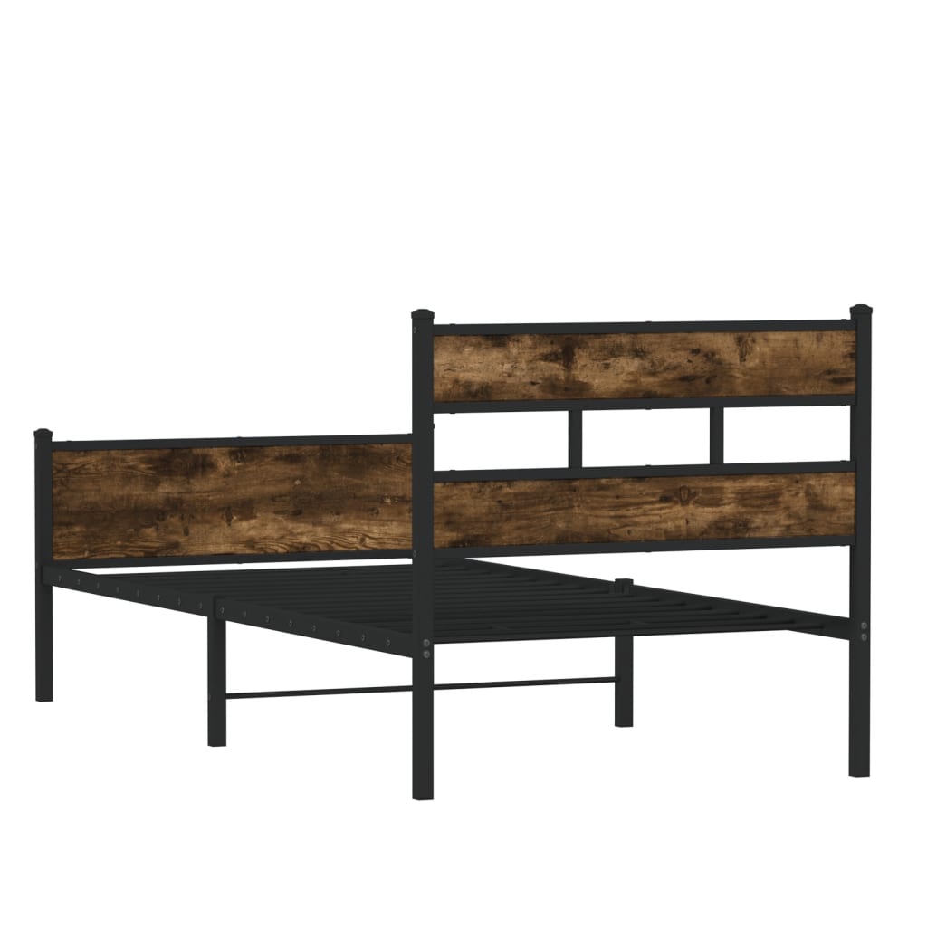 füstös tölgy színű szerelt fa ágykeret matrac nélkül 100x200 cm