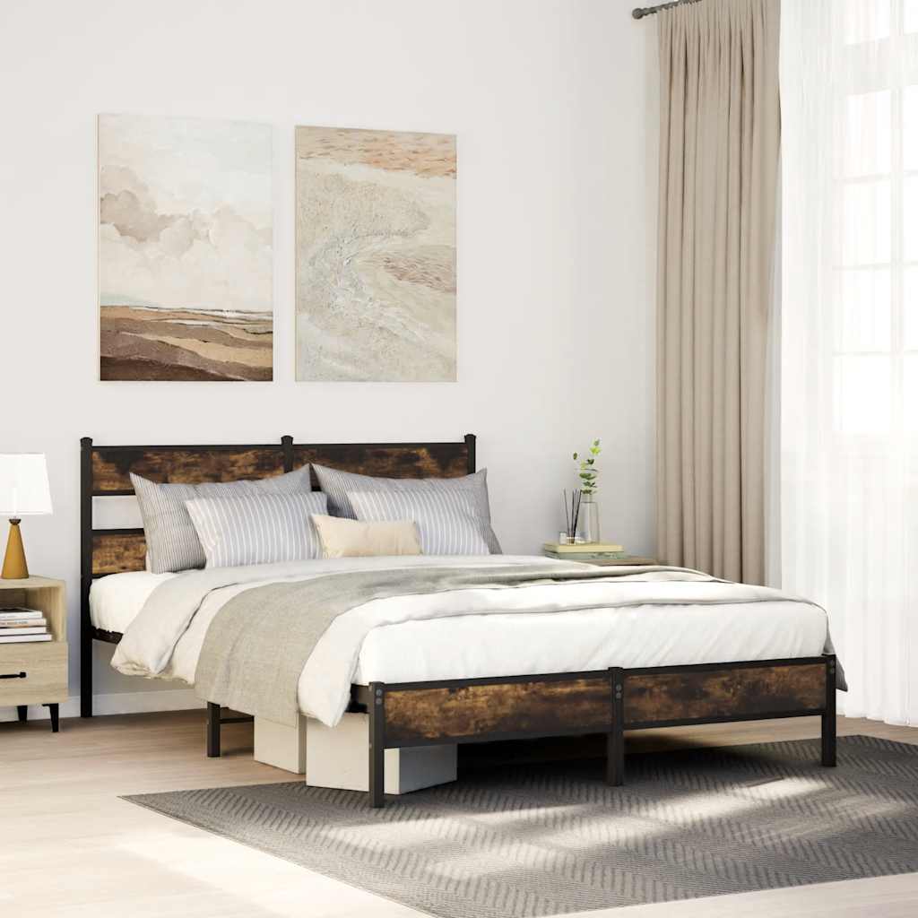 füstös tölgy színű szerelt fa ágykeret matrac nélkül 100x200 cm