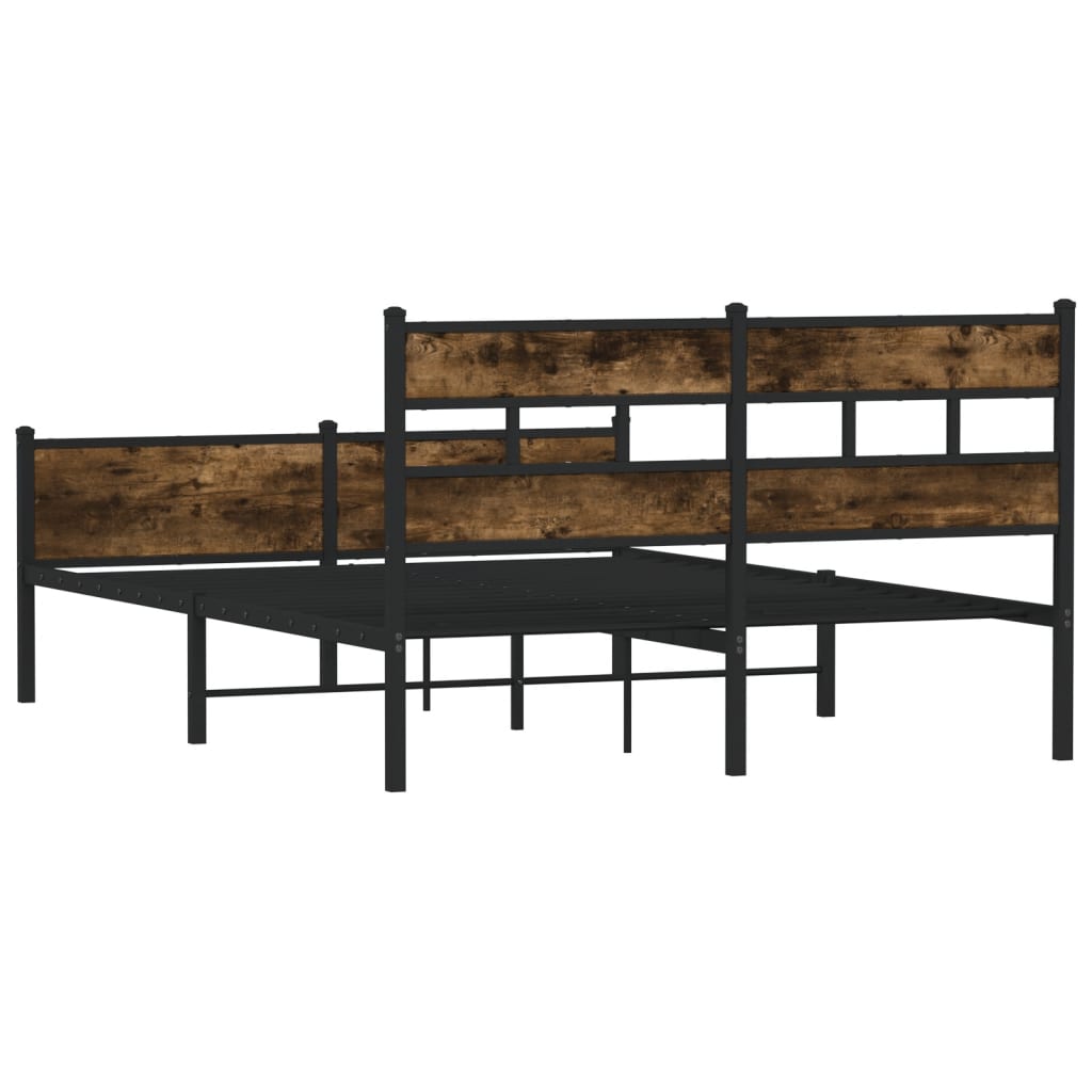füstös tölgy színű szerelt fa ágykeret matrac nélkül 137x190 cm