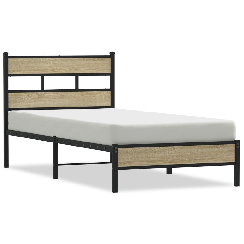 sonoma tölgy színű szerelt fa ágykeret matrac nélkül 75x190 cm