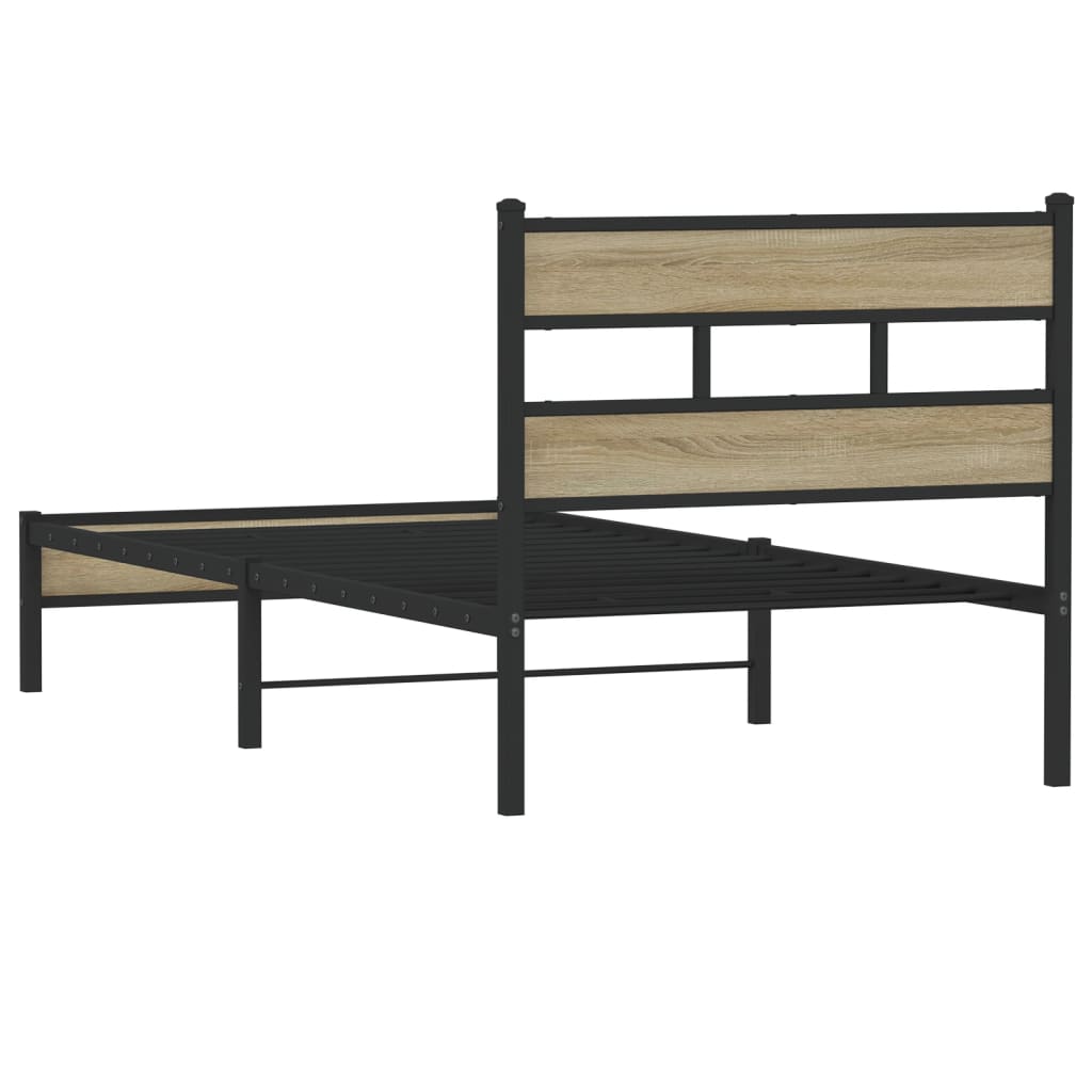 sonoma tölgy színű szerelt fa ágykeret matrac nélkül 80x200 cm