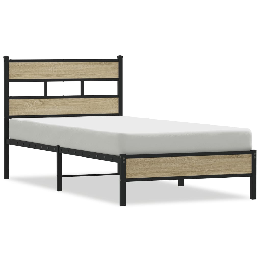 sonoma tölgy színű szerelt fa ágykeret matrac nélkül 90x200 cm