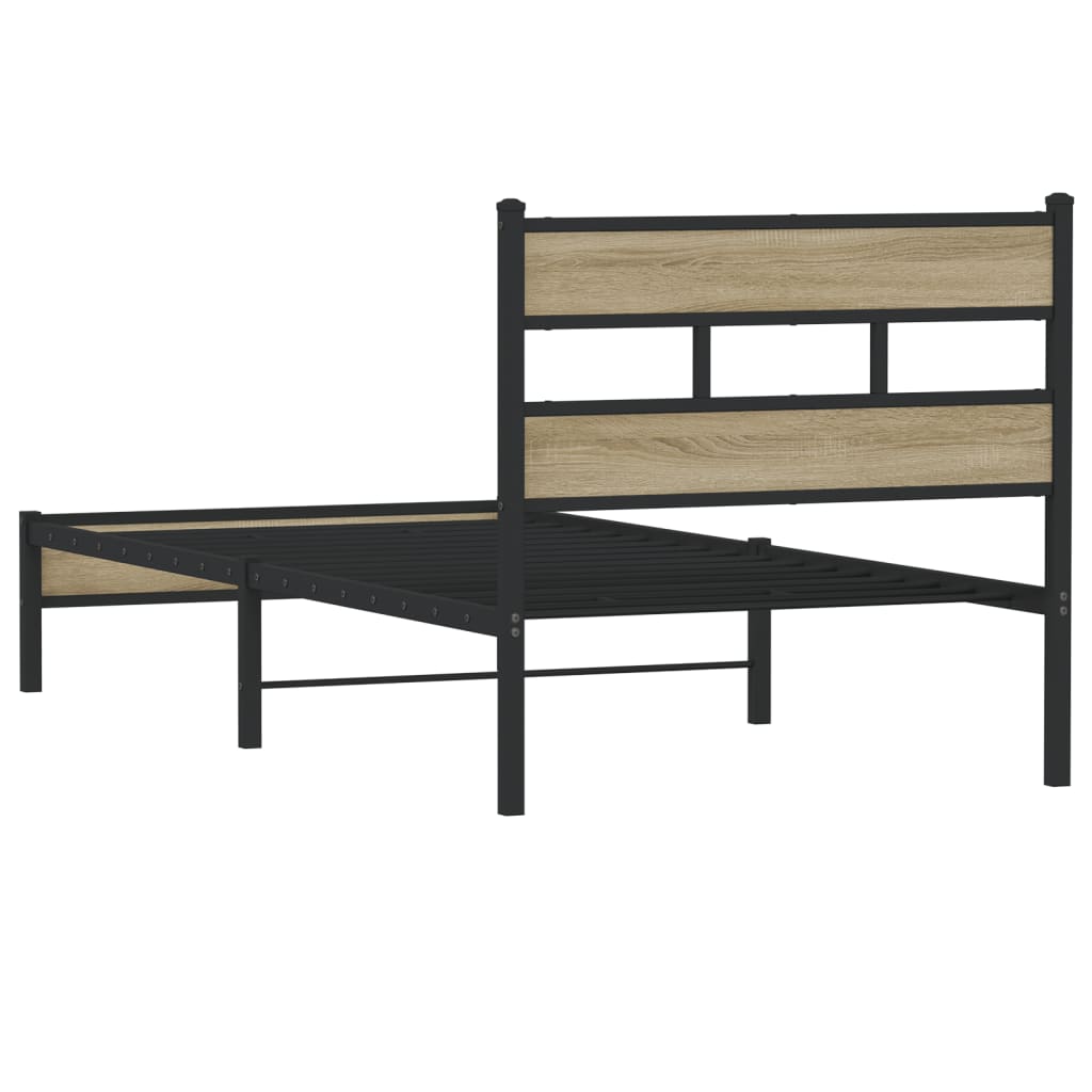 sonoma tölgy színű szerelt fa ágykeret matrac nélkül 90x200 cm