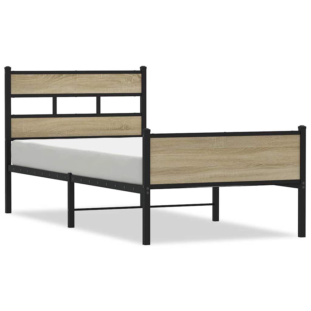 sonoma tölgy színű szerelt fa ágykeret matrac nélkül 80x200 cm