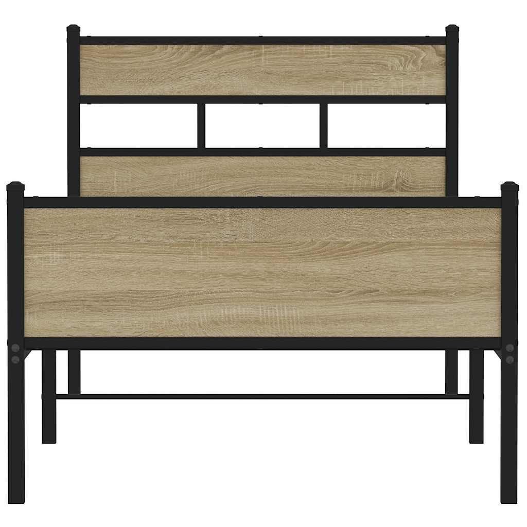 sonoma tölgy színű szerelt fa ágykeret matrac nélkül 80x200 cm