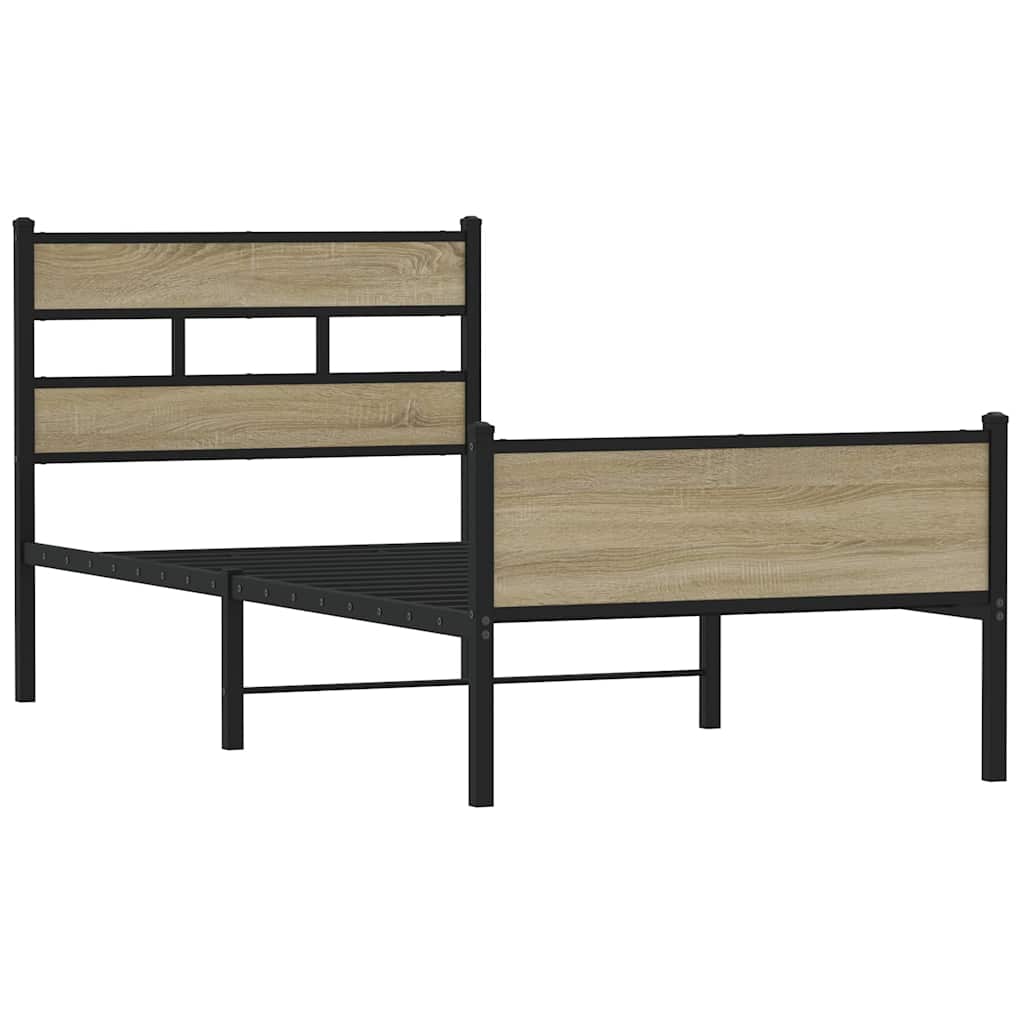 sonoma tölgy színű szerelt fa ágykeret matrac nélkül 90x200 cm