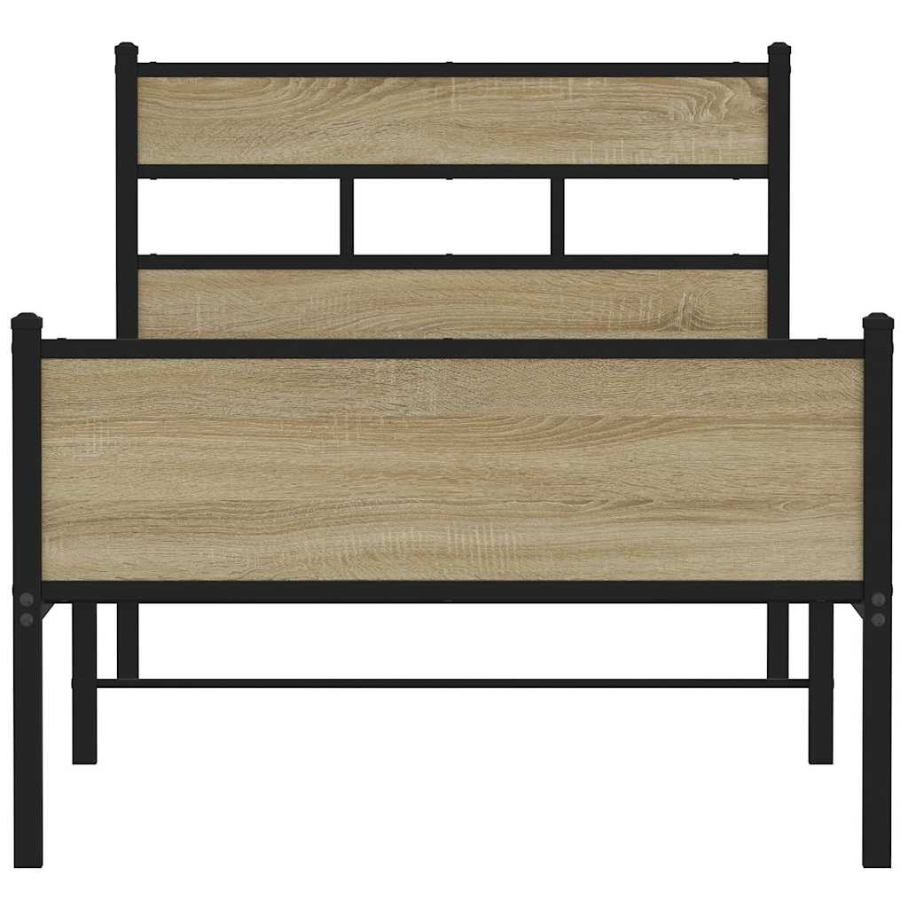 sonoma tölgy színű szerelt fa ágykeret matrac nélkül 90x200 cm