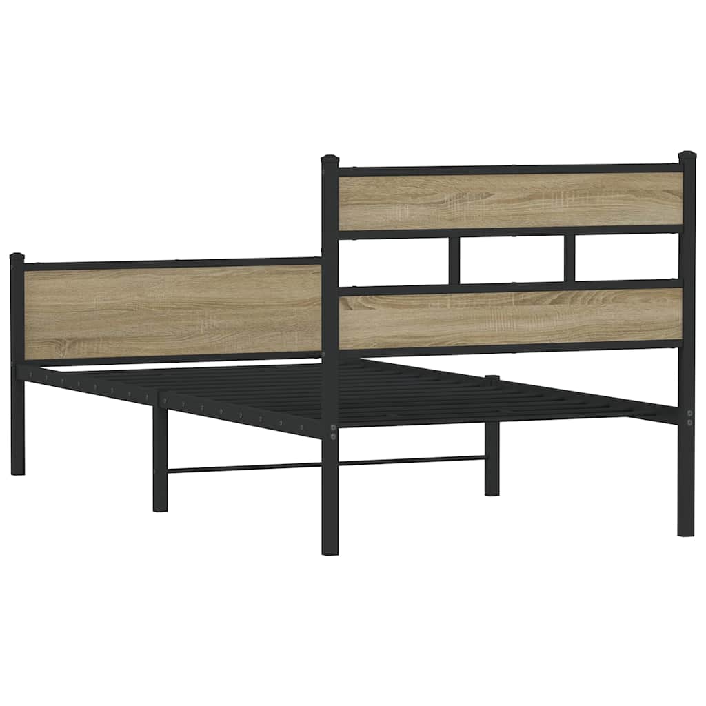 sonoma tölgy színű szerelt fa ágykeret matrac nélkül 90x200 cm