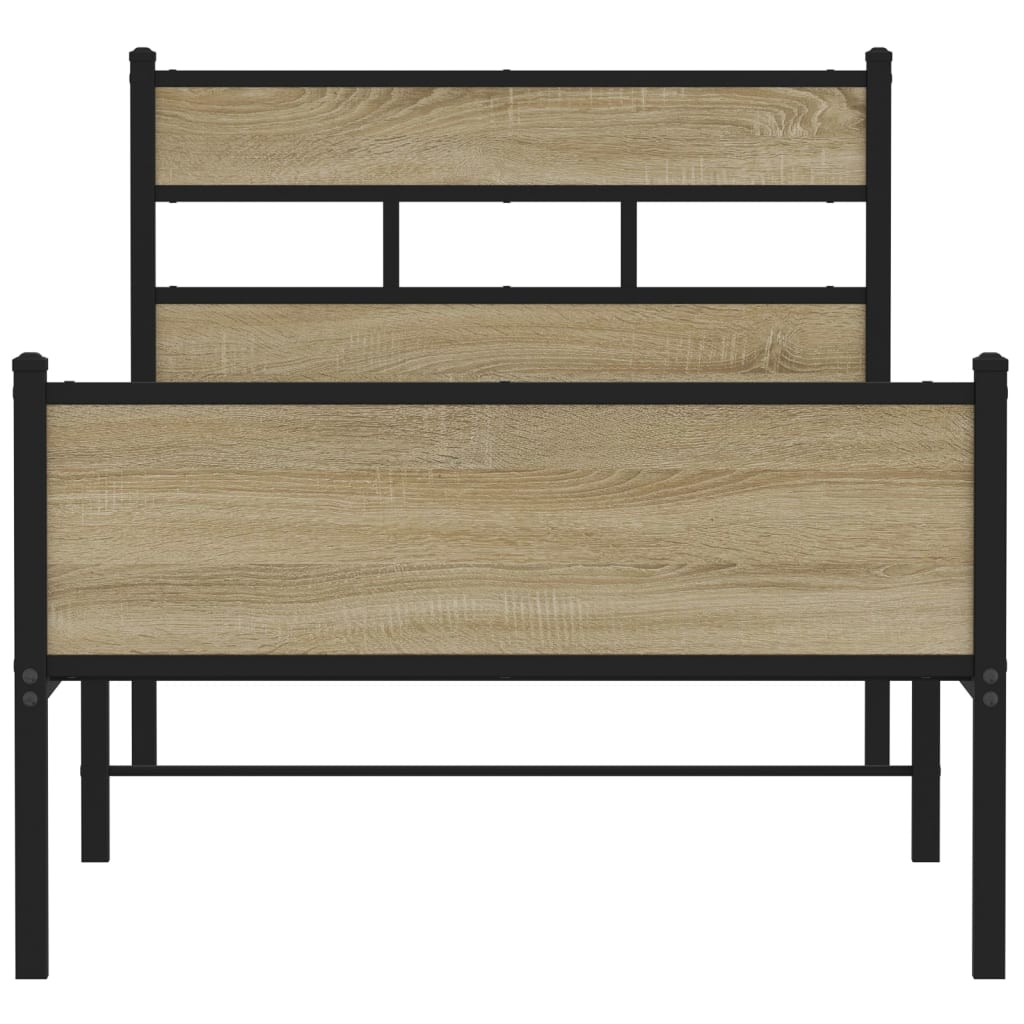 sonoma tölgy színű szerelt fa ágykeret matrac nélkül 100x200 cm