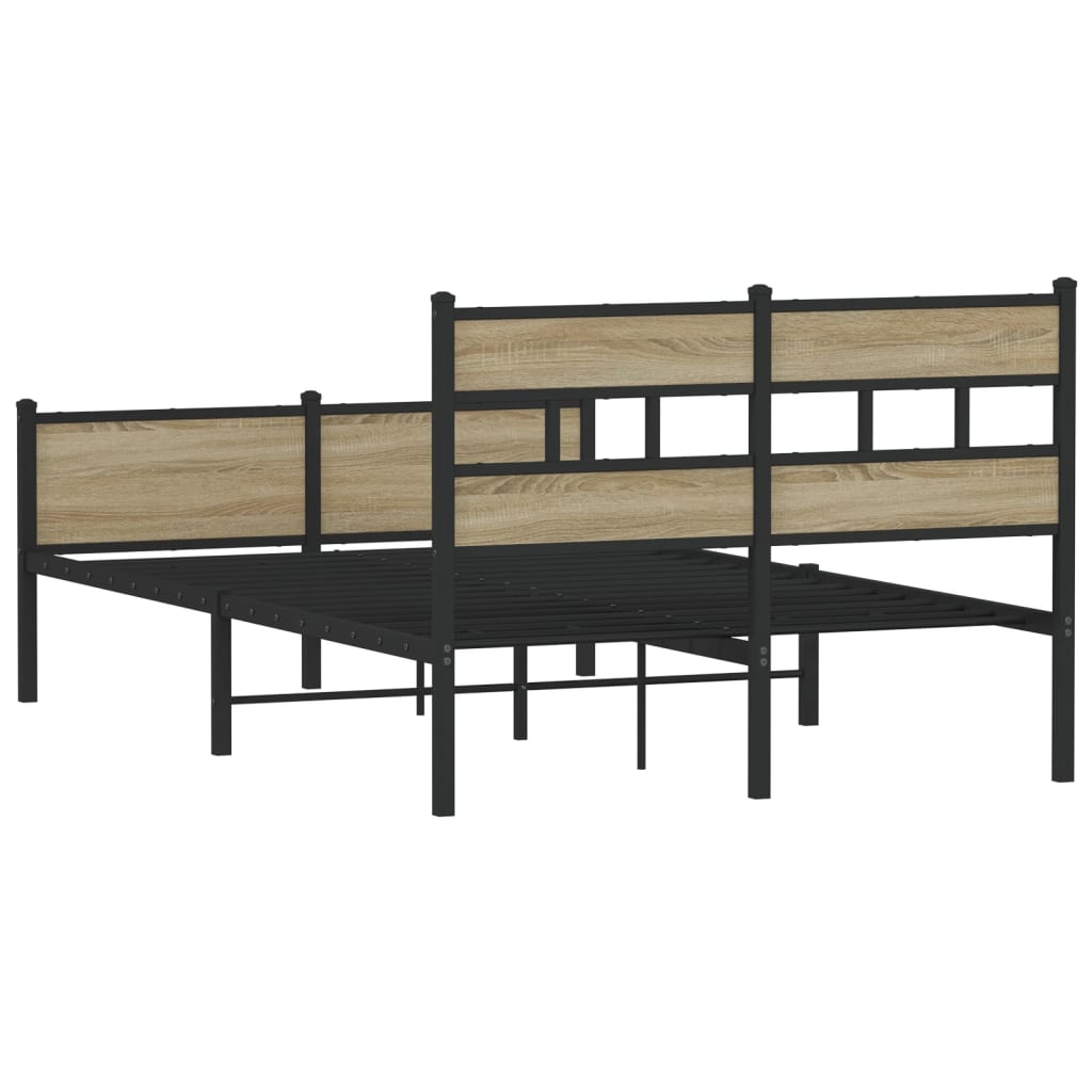 sonoma tölgy színű szerelt fa ágykeret matrac nélkül 120x200 cm