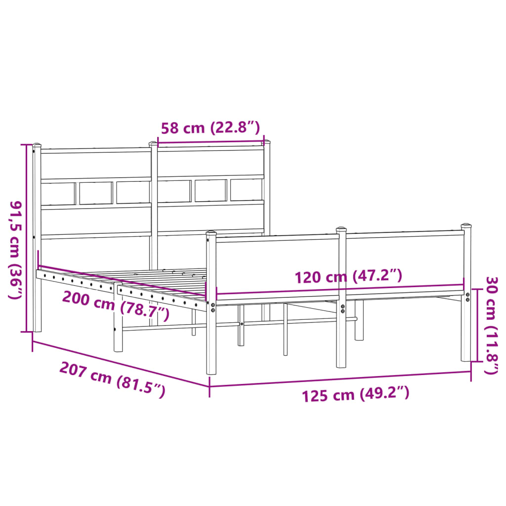 sonoma tölgy színű szerelt fa ágykeret matrac nélkül 120x200 cm
