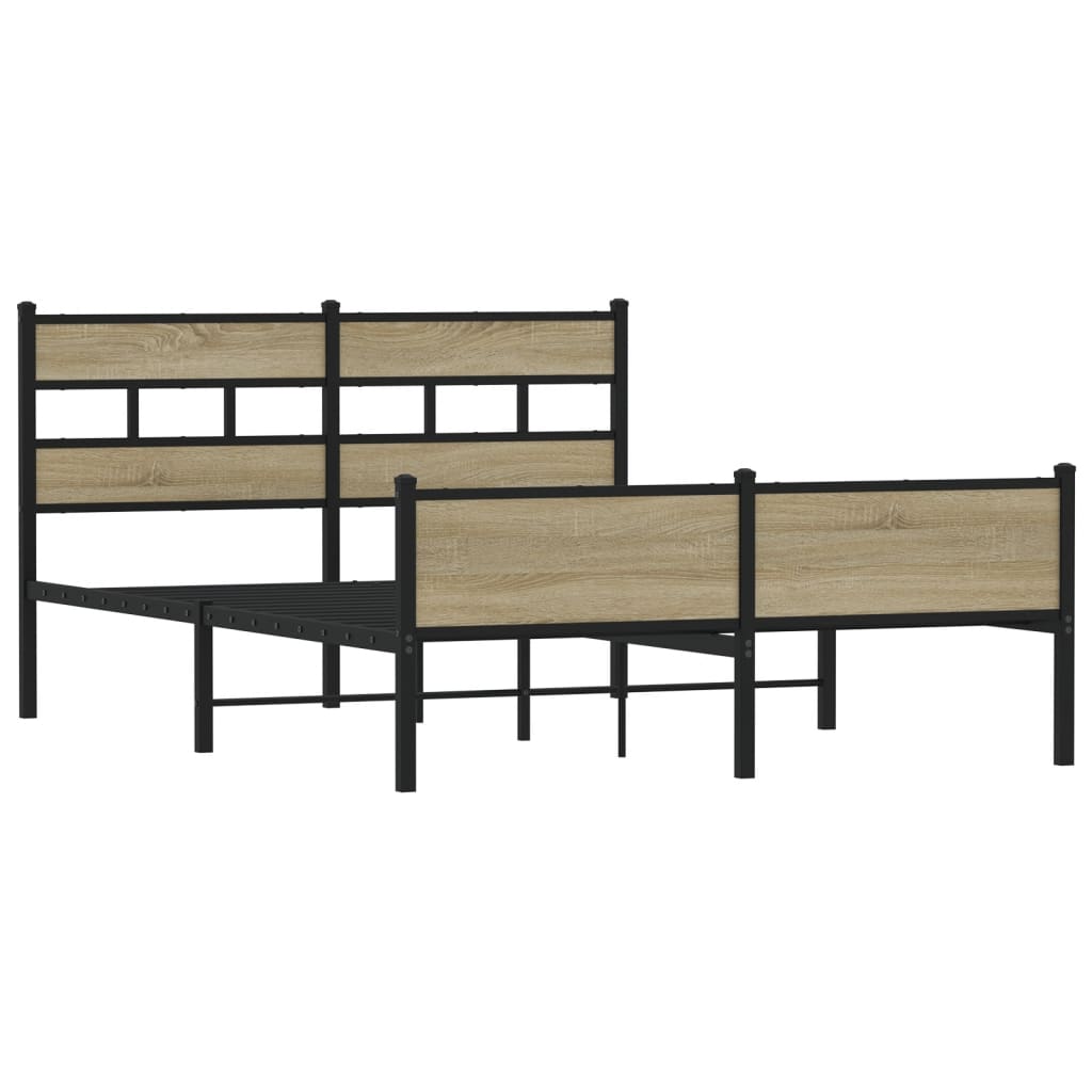 sonoma tölgy színű szerelt fa ágykeret matrac nélkül 150x200 cm