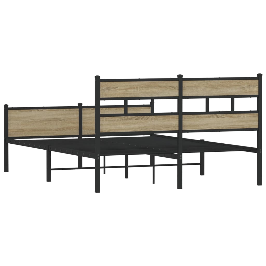 sonoma tölgy színű szerelt fa ágykeret matrac nélkül 150x200 cm