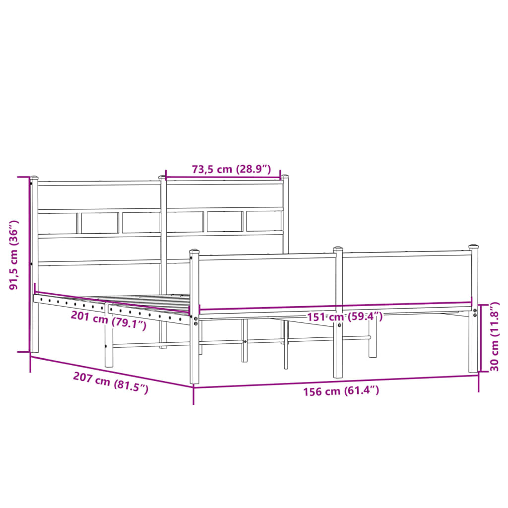 sonoma tölgy színű szerelt fa ágykeret matrac nélkül 150x200 cm