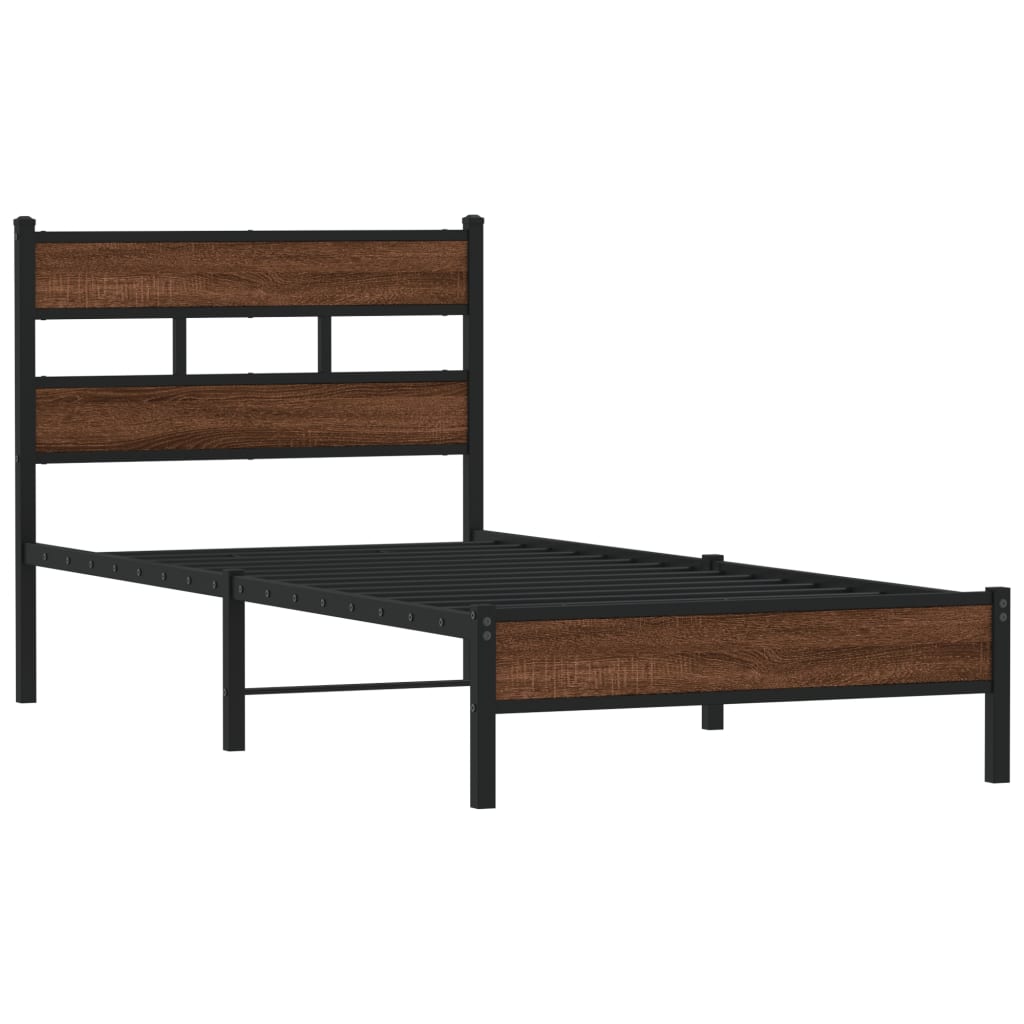 barna tölgy színű szerelt fa ágykeret matrac nélkül 75x190 cm