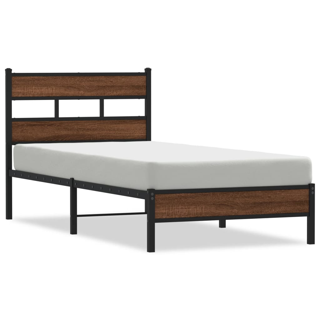 barna tölgy színű szerelt fa ágykeret matrac nélkül 80x200 cm