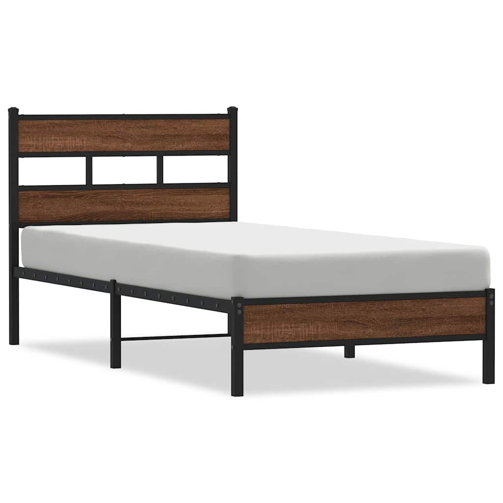 barna tölgy színű szerelt fa ágykeret matrac nélkül 90x200 cm