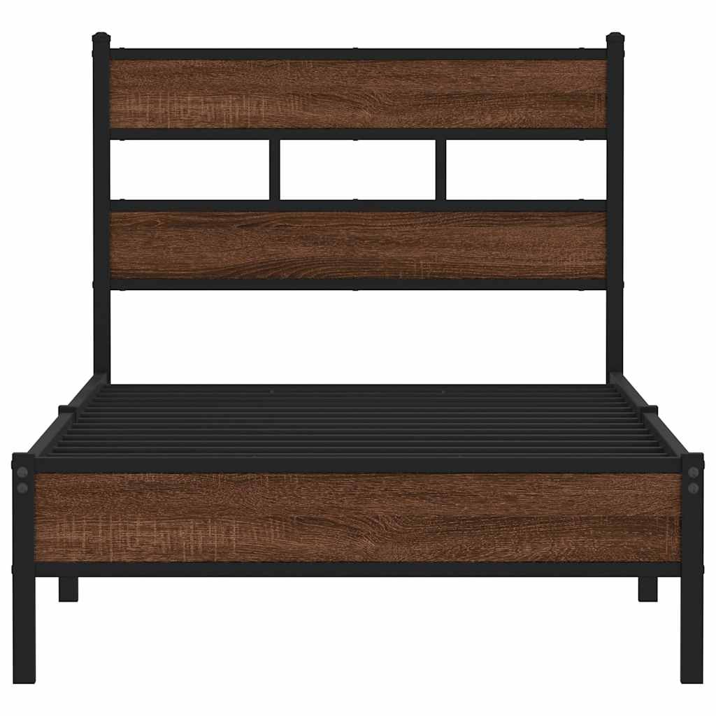 barna tölgy színű szerelt fa ágykeret matrac nélkül 90x200 cm
