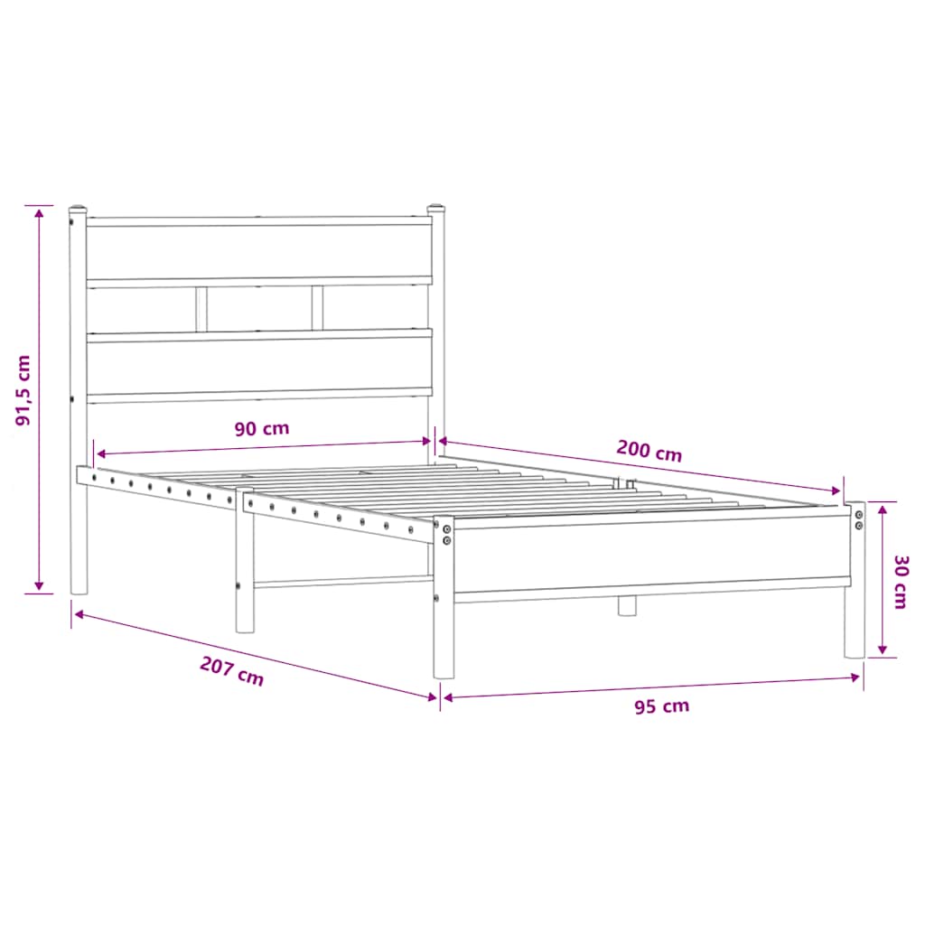 barna tölgy színű szerelt fa ágykeret matrac nélkül 90x200 cm
