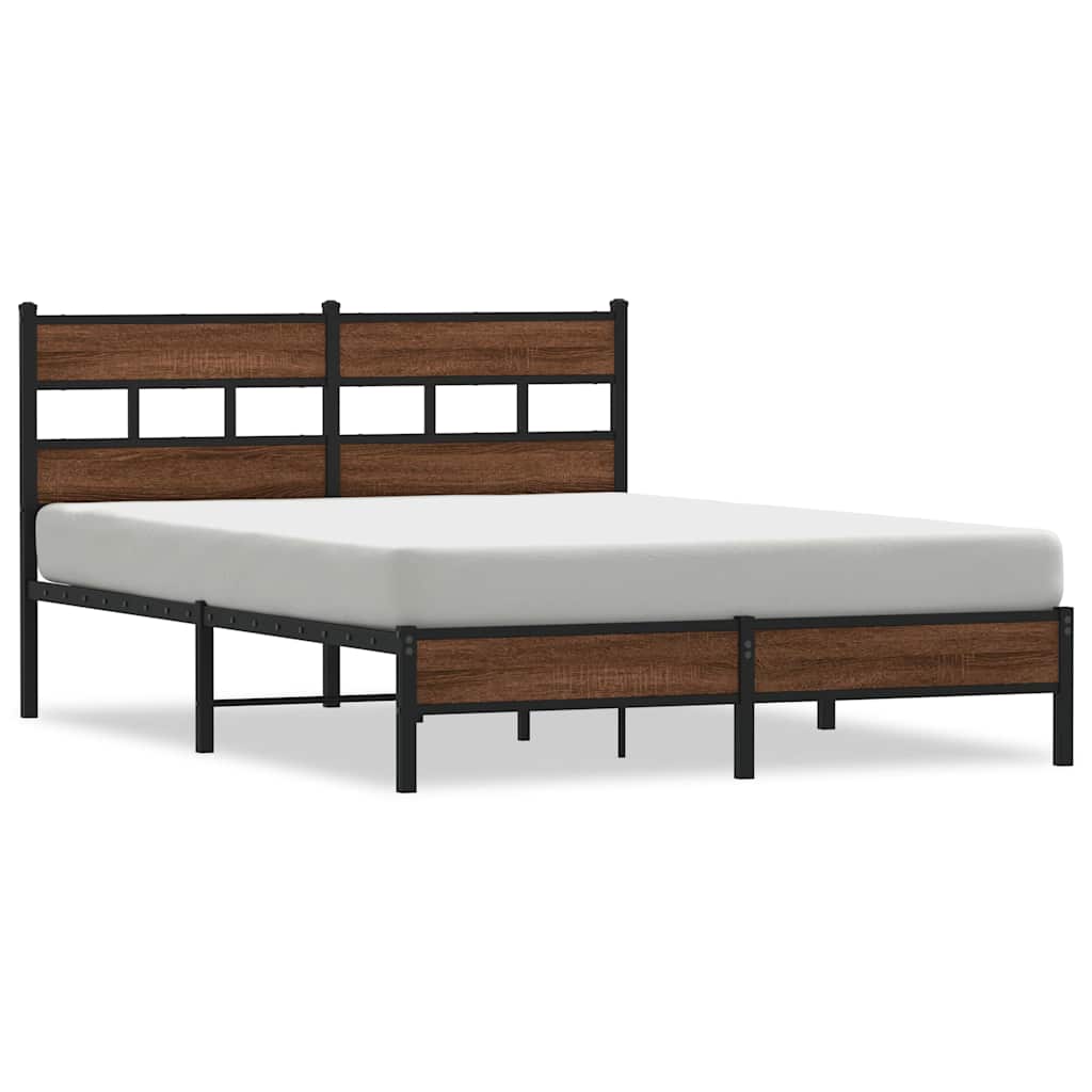 barna tölgy színű szerelt fa ágykeret matrac nélkül 150x200 cm