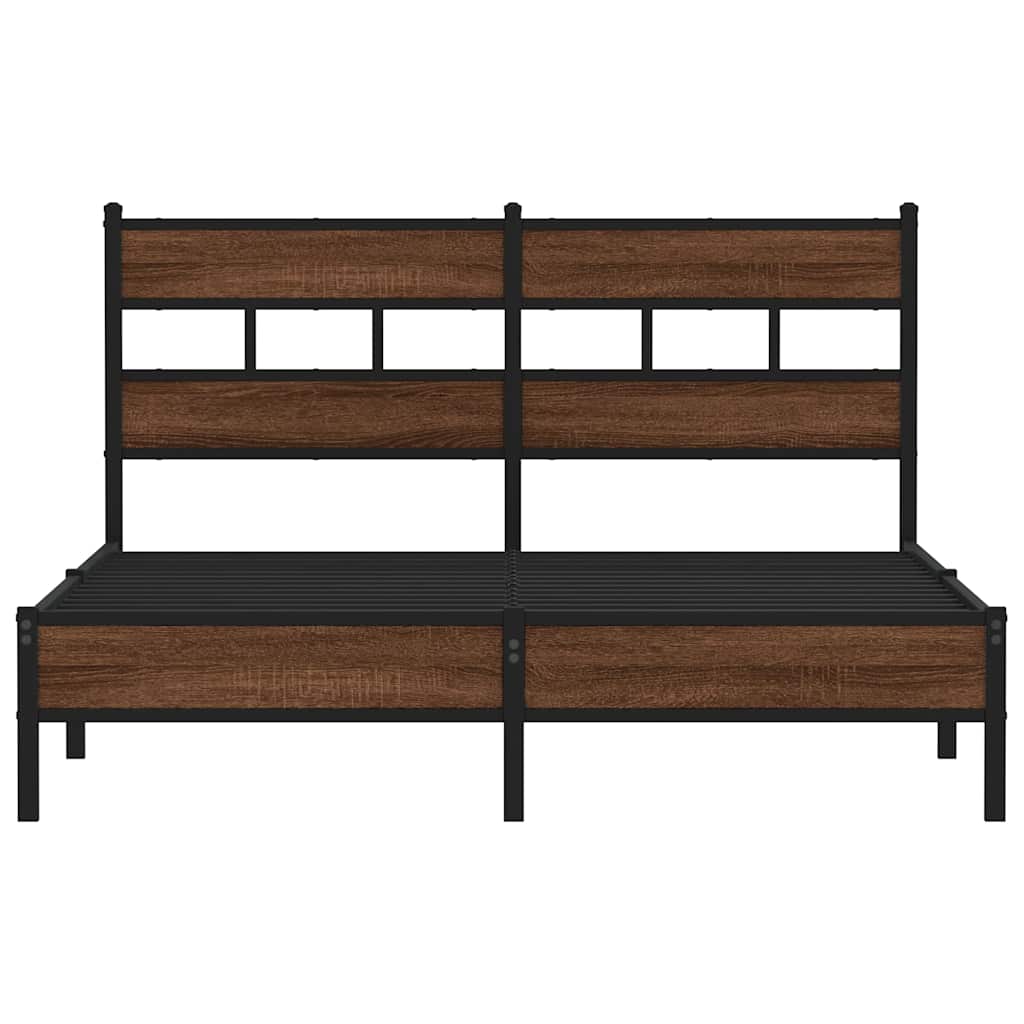 barna tölgy színű szerelt fa ágykeret matrac nélkül 150x200 cm