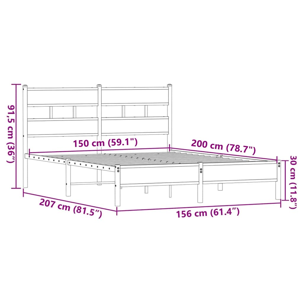 barna tölgy színű szerelt fa ágykeret matrac nélkül 150x200 cm
