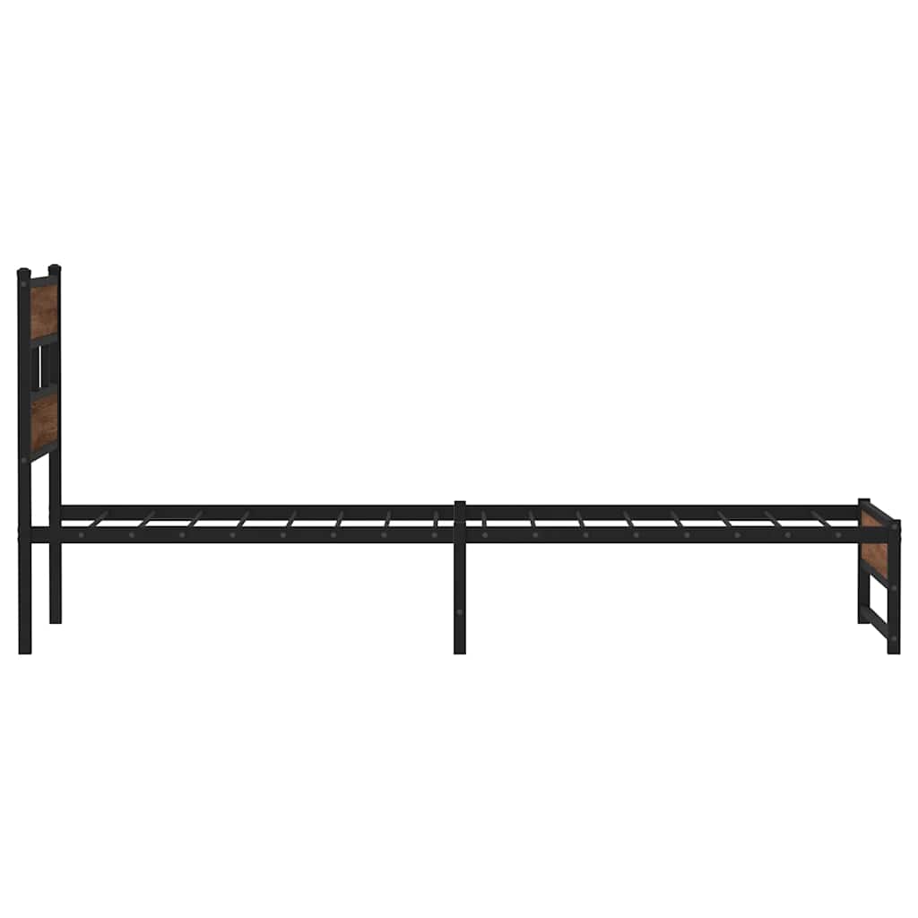 barna tölgy színű fém ágykeret matrac nélkül 107 x 203 cm