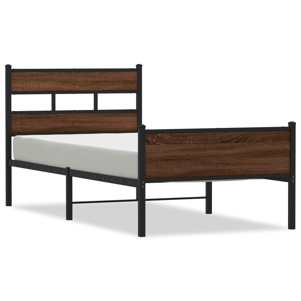 barna tölgy színű szerelt fa ágykeret matrac nélkül 75x190 cm