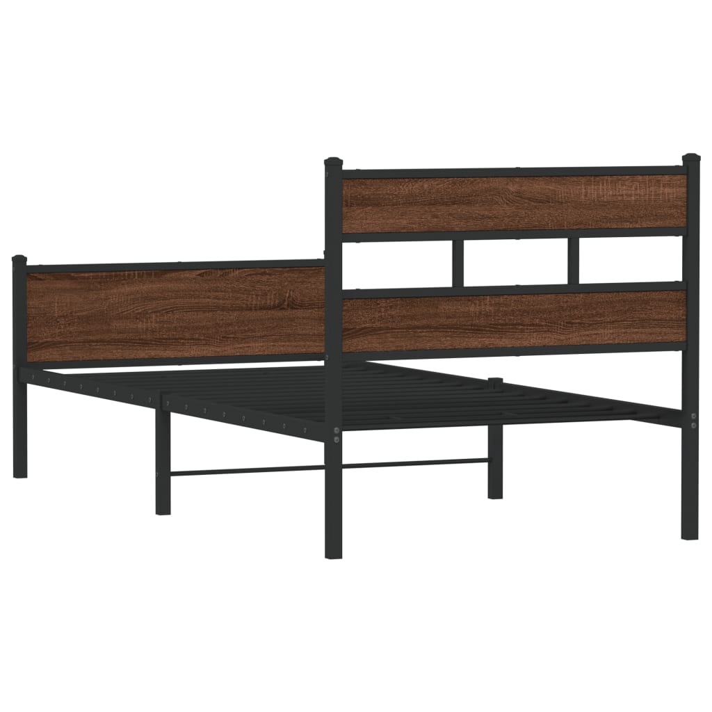 barna tölgy színű szerelt fa ágykeret matrac nélkül 80x200 cm