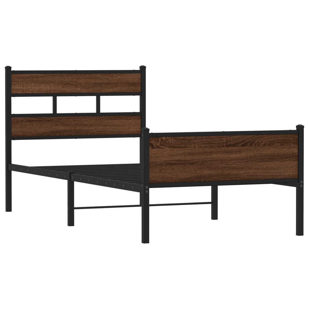 barna tölgy színű szerelt fa ágykeret matrac nélkül 90x200 cm