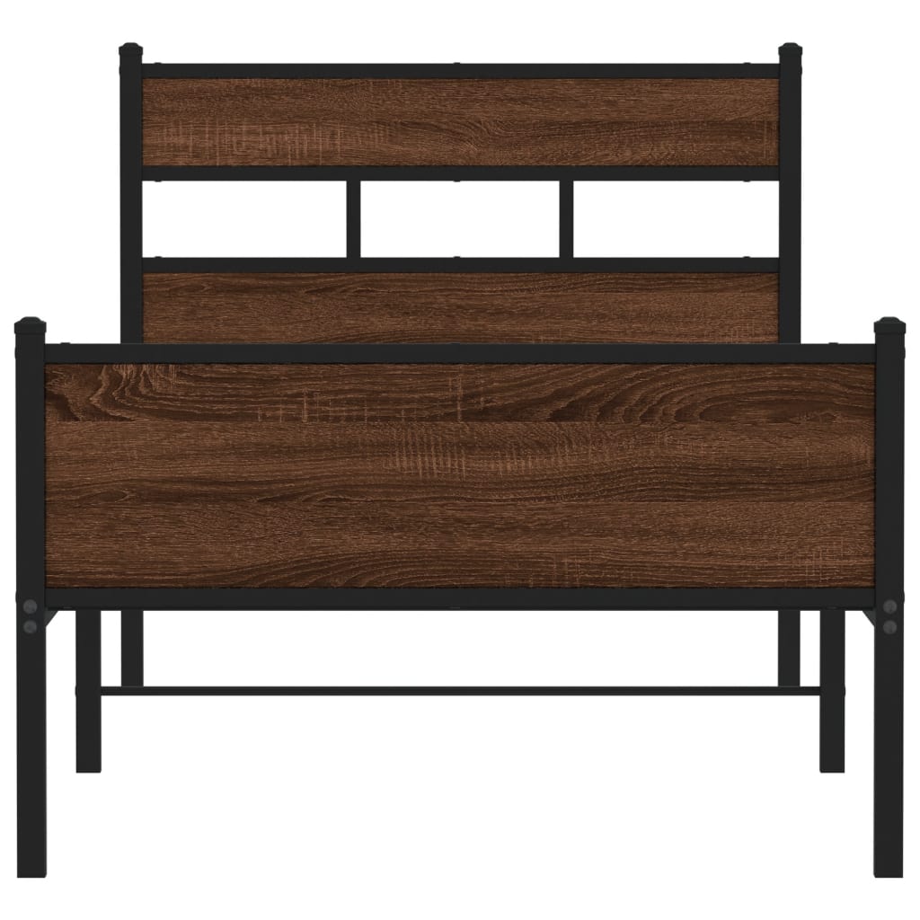 barna tölgy színű szerelt fa ágykeret matrac nélkül 90x200 cm