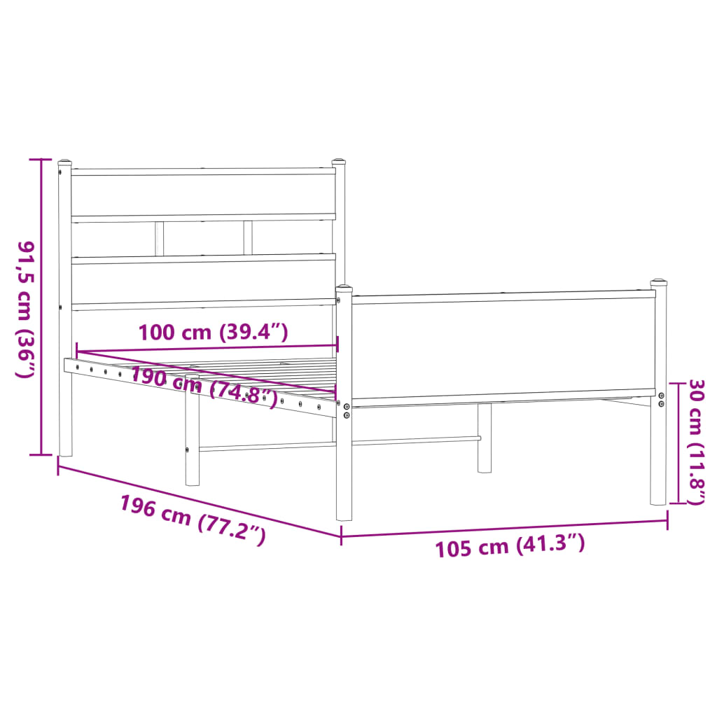 barna tölgy színű szerelt fa ágykeret matrac nélkül 90x190 cm