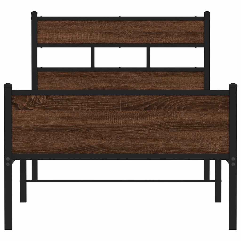 barna tölgy színű szerelt fa ágykeret matrac nélkül 107x200 cm