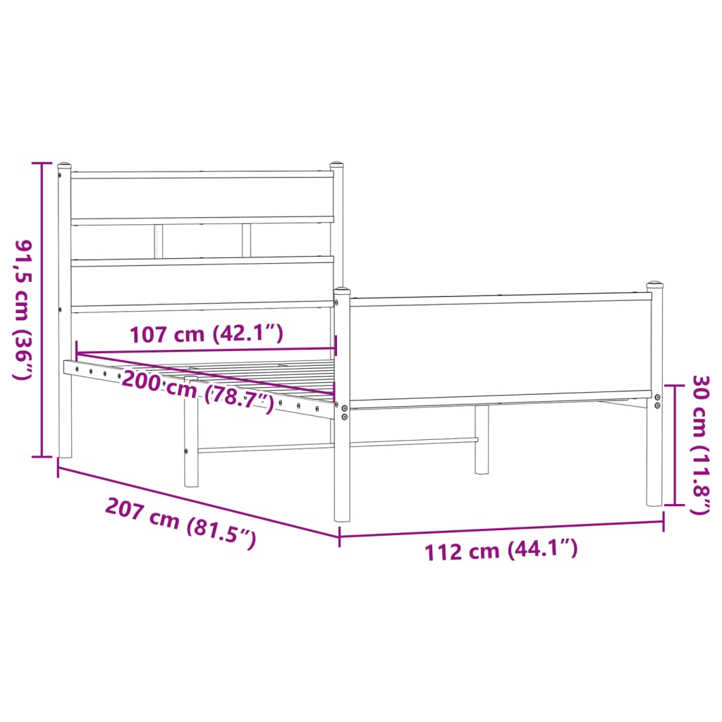 barna tölgy színű szerelt fa ágykeret matrac nélkül 107x200 cm